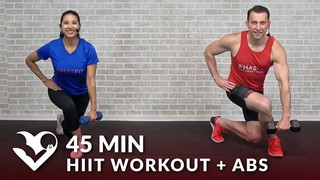 45 Minute HIIT Home Workout with Dumbbells + Abs - Full Body 45 Min HIIT ...