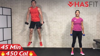 45 Minute Full Body Dumbbell Workout at Home Routine - Total Body HIIT Wo...