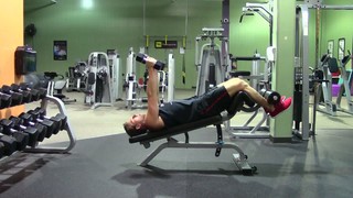 Dumbbell Decline Triceps Extension - HASfit Triceps Exercise Demonstratio...
