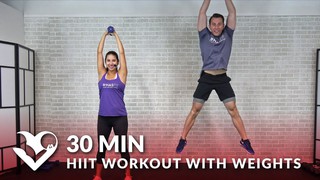 30 Minute HIIT Workout with Weights - Total Body 30 Min HIIT at Home with...