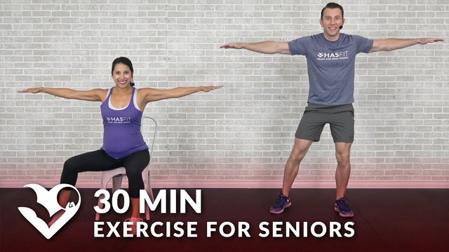 30 Min Exercise For Seniors Elderly Older People Seated Chair Exercise Senior Workout Routines Hasfit