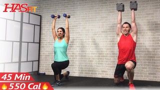 45 Min Total Body Strength Workout for Women & Men - Home Weight Training...