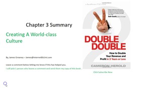 Creating World Class Culture Within An Organisation Double Double Ch 3 Su...