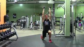 Lunge + Shoulder Press - HASfit Lunge Exercise Demonstration - Dumbbell L...